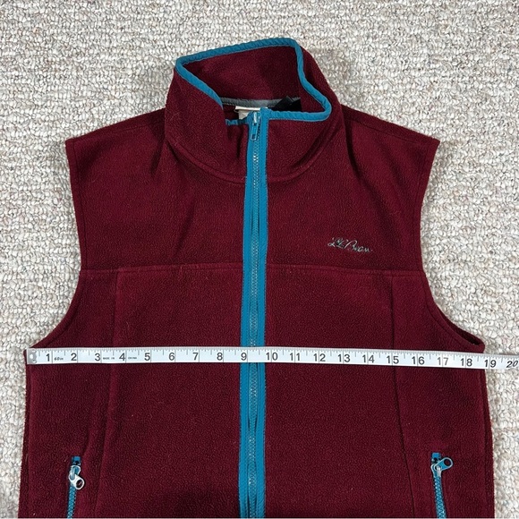 Ll Bean Vintage Maroon Fleece Teal Zip Front Fleece Size Women’s Medium ?? - Picture 5 of 7